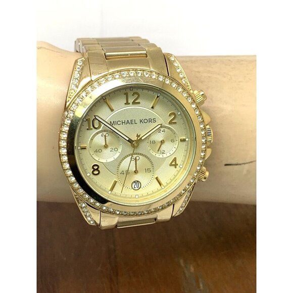 Michael Kors Women's Watch MK5166 Blair Quartz Chronograph Gold Steel 39mm - Picture 11 of 14